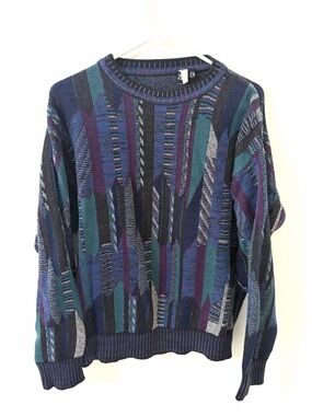 Vintage 90’s Bellagio Knit Pullover Sweater with Abstract Pattern, Size: Medium